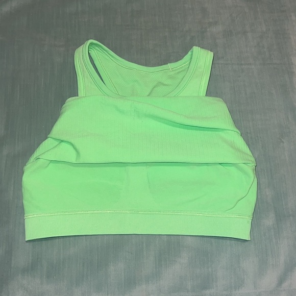 Neon Green Lululemon Ebb to Street Cropped Racerback Tank - Picture 4 of 4